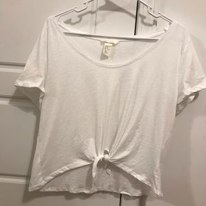 H&M White Tee with Front Tie